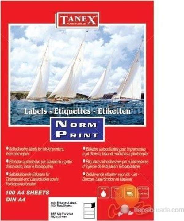 Tanex TW-2104 192x59 mm Laser Etiket 100 Ad. - Image 1