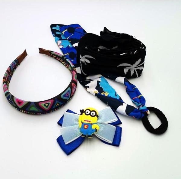 Renkli Desenli Taç Toka Bandana Set - Image 1