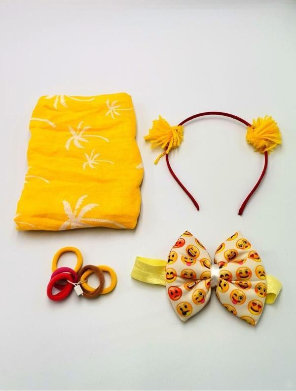 Renkli Desenli Taç Toka Bandana Set - Image 1