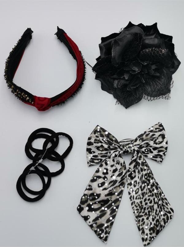 Renkli Desenli Taç Toka Bandana Set - Image 1