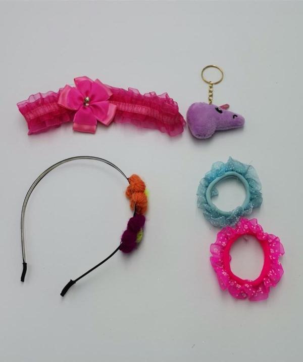 Renkli Desenli Taç Toka Bandana Set - Image 1
