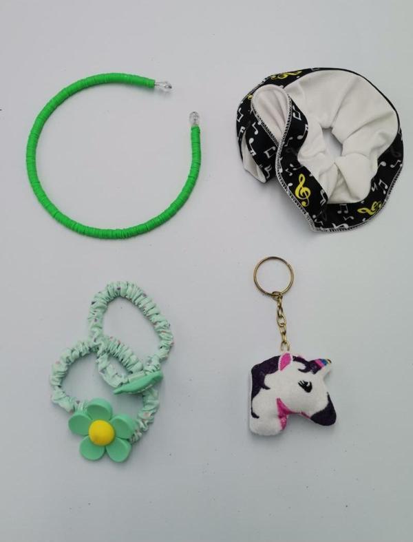 Renkli Desenli Taç Toka Bandana Set - Image 1