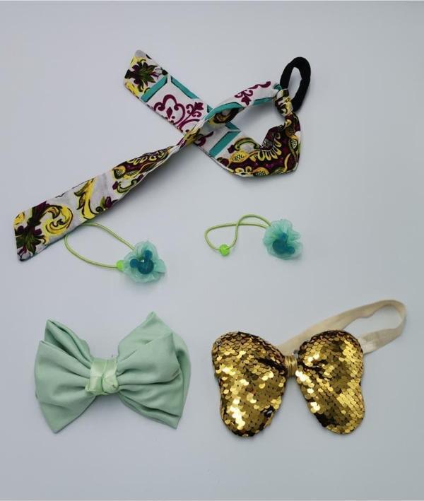 Renkli Desenli Taç Toka Bandana Set - Image 1