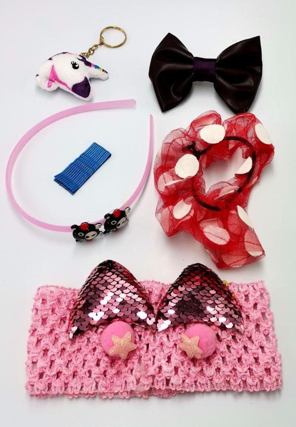 Renkli Desenli Taç Toka Bandana Set - Image 1
