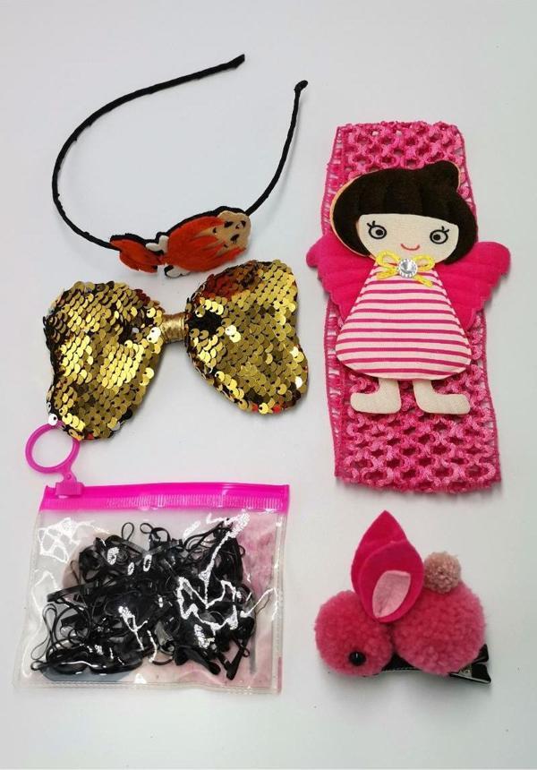 Renkli Desenli Taç Toka Bandana Set - Image 1