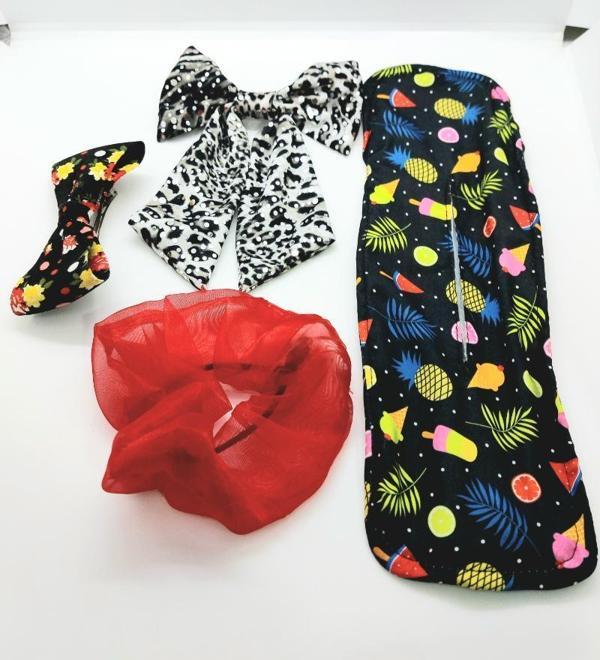Renkli Desenli Taç Toka Bandana Set - Image 1