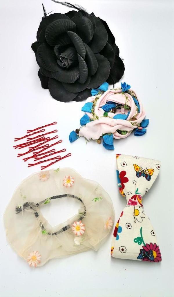 Renkli Desenli Taç Toka Bandana Set - Image 1