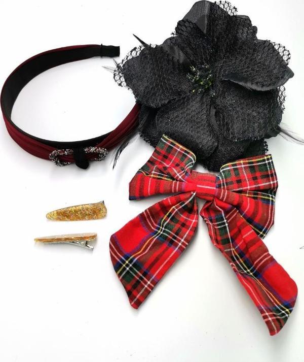 Renkli Desenli Taç Toka Bandana Set - Image 1