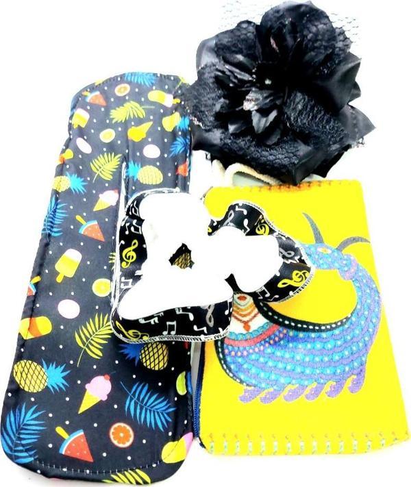 Renkli Desenli Taç Toka Bandana Set - Image 1