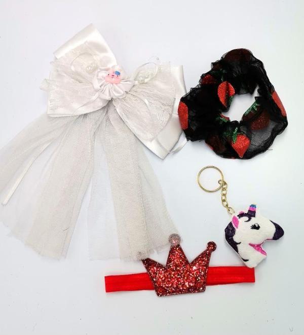 Renkli Desenli Taç Toka Bandana Set - Image 1