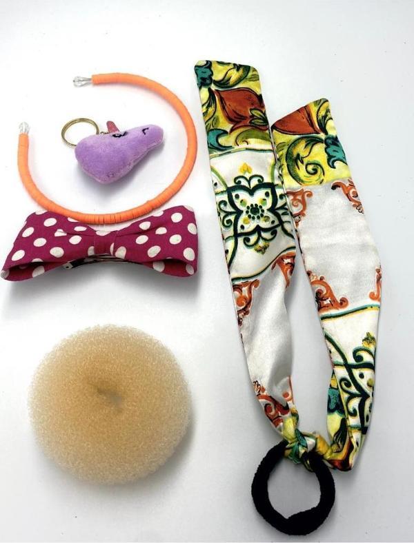 Renkli Desenli Taç Toka Bandana Set - Image 1