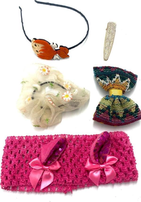 Renkli Desenli Taç Toka Bandana Set - Image 1