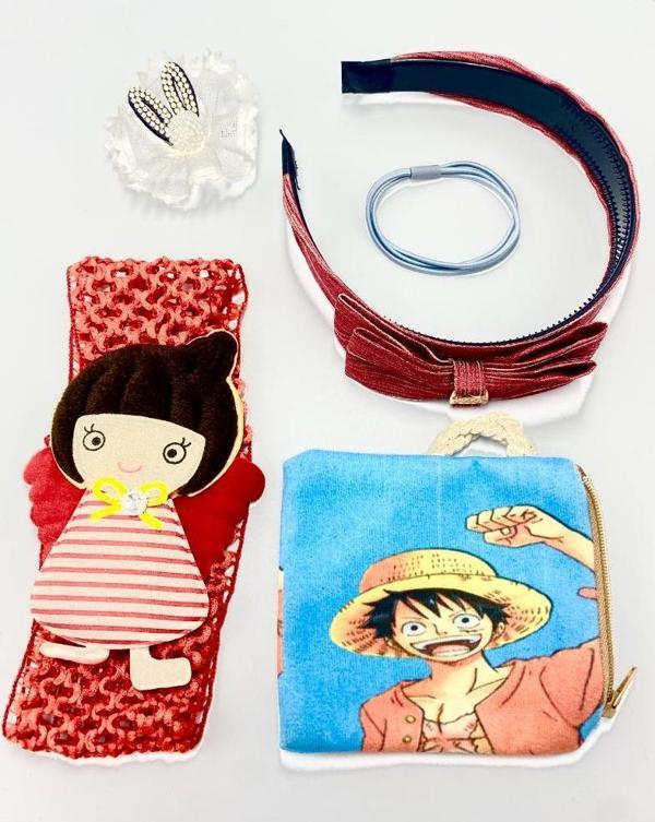 Renkli Desenli Taç Toka Bandana Set - Image 1