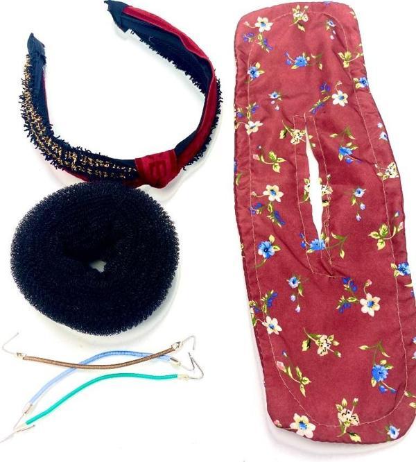 Renkli Desenli Taç Toka Bandana Set - Image 1