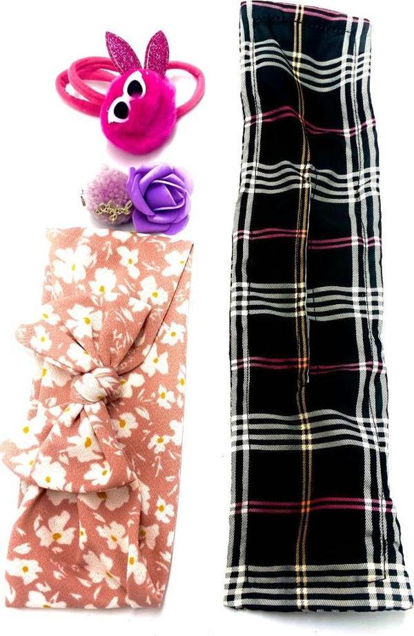 Renkli Desenli Taç Toka Bandana Set - Image 1