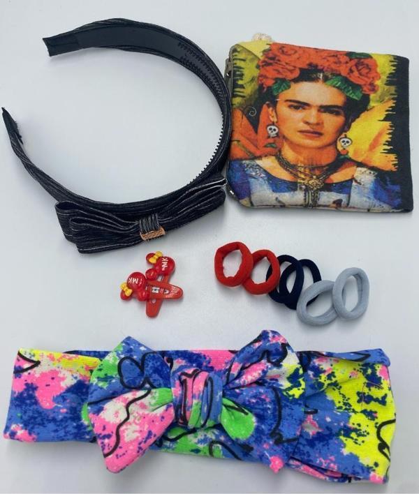 Renkli Desenli Taç Toka Bandana Set - Image 1