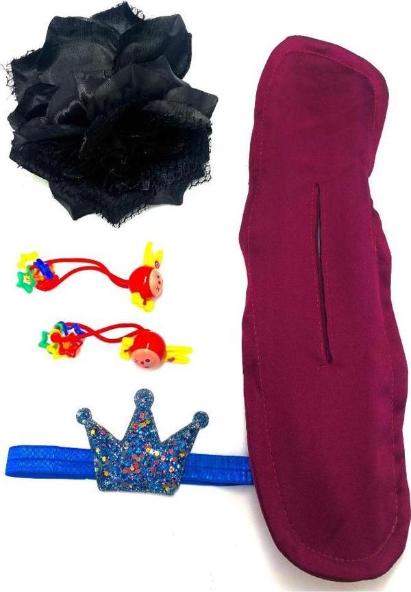 Renkli Desenli Taç Toka Bandana Set - Image 1