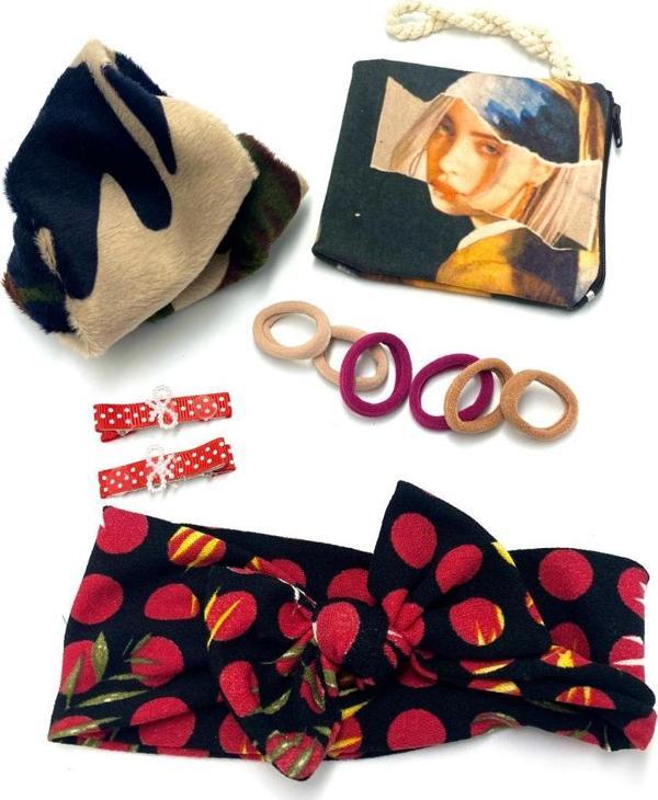 Renkli Desenli Taç Toka Bandana Set - Image 1
