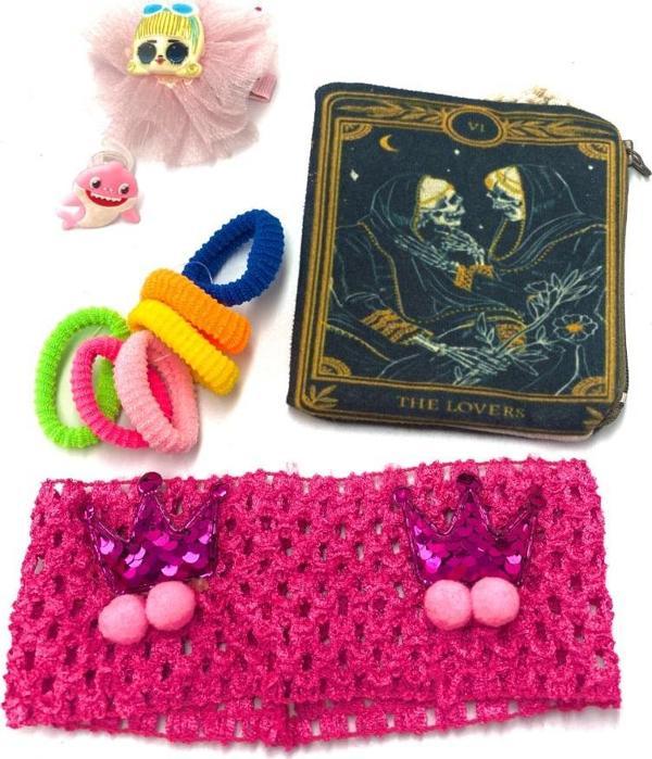 Renkli Desenli Taç Toka Bandana Set - Image 1