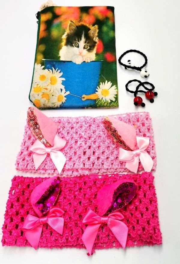 Renkli Desenli Taç Toka Bandana Set - Image 1