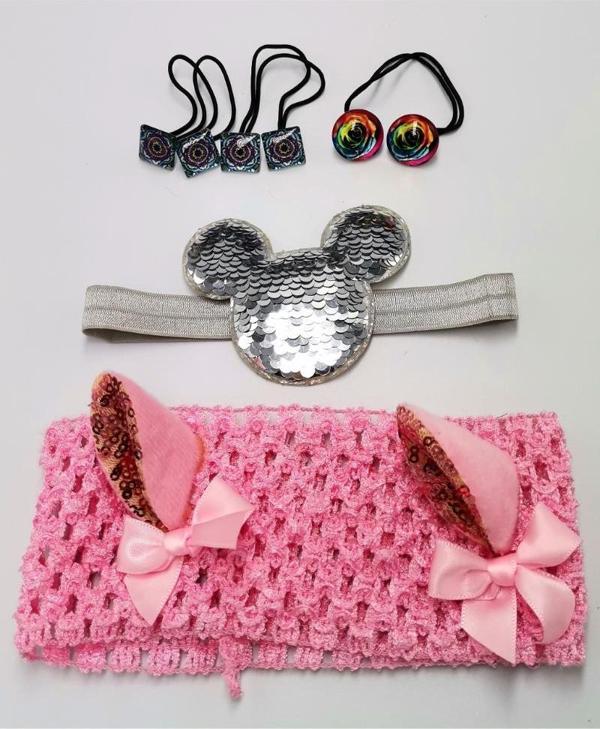 Renkli Desenli Taç Toka Bandana Set - Image 1