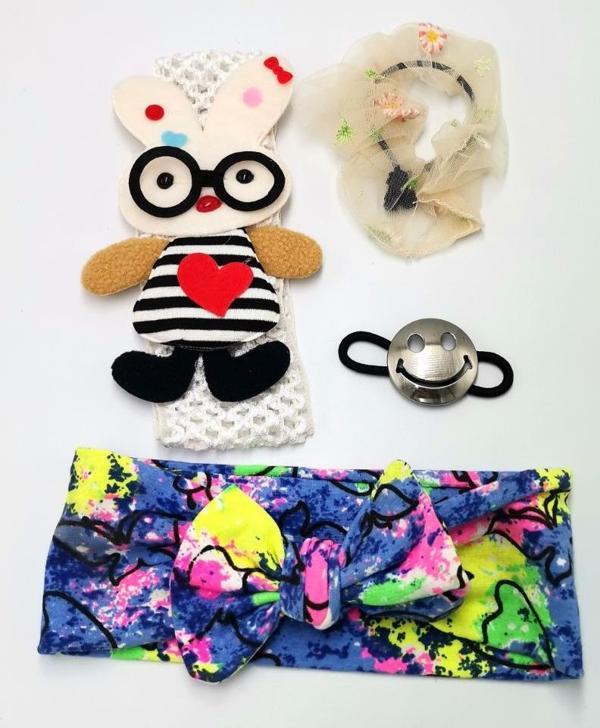 Renkli Desenli Taç Toka Bandana Set - Image 1