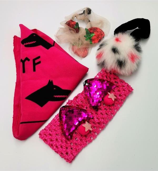 Renkli Desenli Taç Toka Bandana Set - Image 1