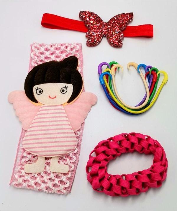Renkli Desenli Taç Toka Bandana Set - Image 1