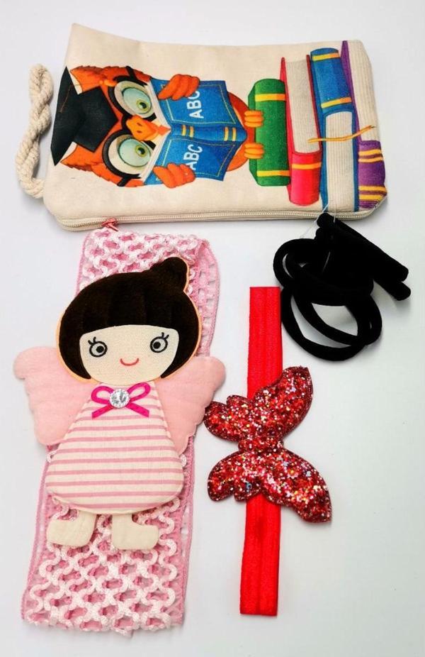 Renkli Desenli Taç Toka Bandana Set - Image 1