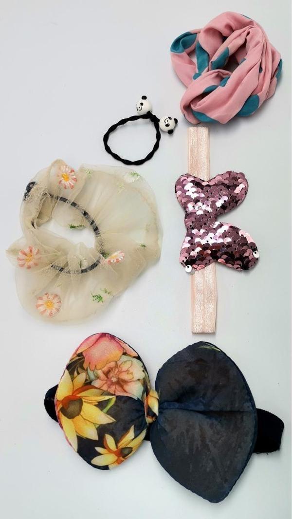 Renkli Desenli Taç Toka Bandana Set - Image 1