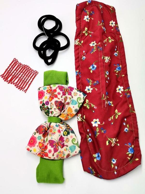 Renkli Desenli Taç Toka Bandana Set - Image 1