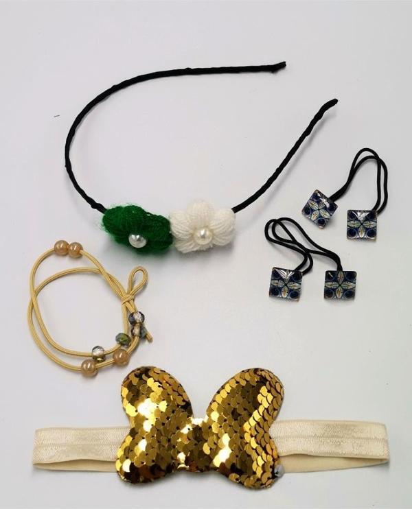 Renkli Desenli Taç Toka Bandana Set - Image 1