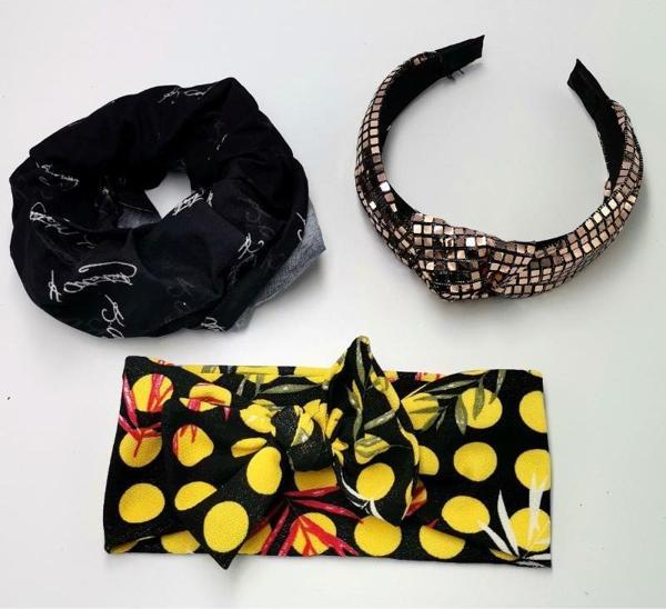 Renkli Desenli Taç Toka Bandana Set - Image 1