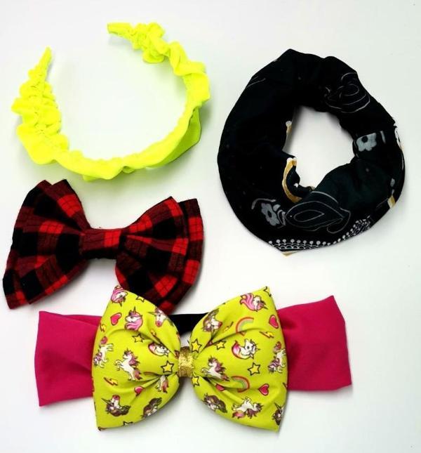 Renkli Desenli Taç Toka Bandana Set - Image 1