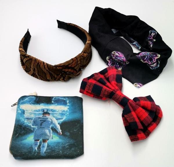 Renkli Desenli Taç Toka Bandana Set - Image 1