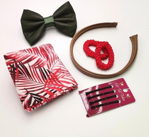 Renkli Desenli Taç Toka Bandana Set - Image 1