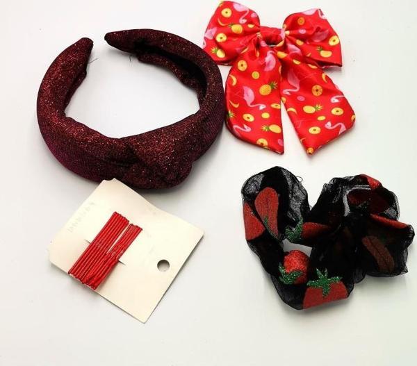 Renkli Desenli Taç Toka Bandana Set - Image 1