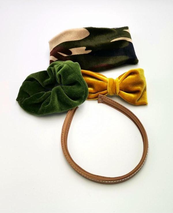 Renkli Desenli Taç Toka Bandana Set - Image 1