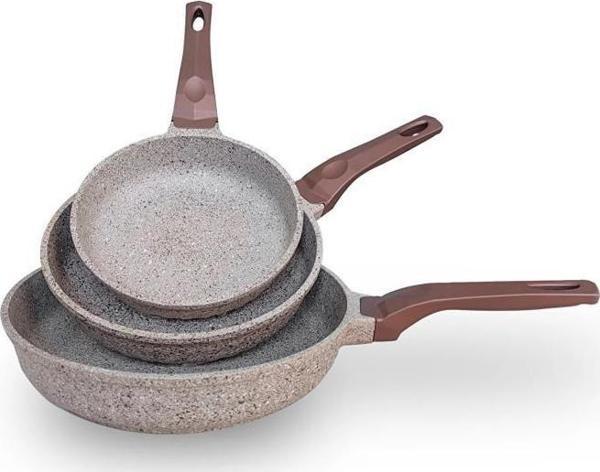 OMS 3737 Fry Pan Döküm Granit 3 Parça Tava Seti Kumbeji (20-24-28 cm) - Image 1