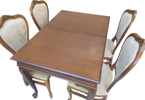 Masa-sandalye 18484 Klasik Model Kayın torna Aslan Ceviz ORTA Açıl  El Yapım - Image 1