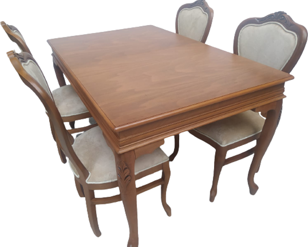 Masa-sandalye 18495 Klasik Model Kayın Aslan Ayak OymaLI Ceviz orta Açıl tabla - Image 1
