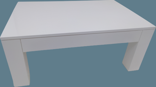 Orta Sehpa 14568 Model Ahşap Kutu Ayak MDF Parlak Beyaz Lake Boya Tabla El Yapım - Image 1