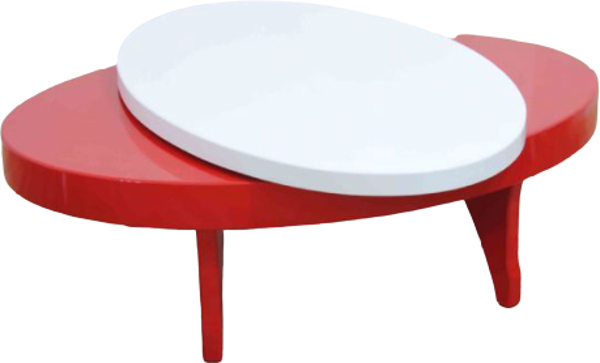 Orta sehpa 17141 Döner OVAL İnovatif TARZ Kayın AYAK MDF Tabla Beyaz KırmızI - Image 1