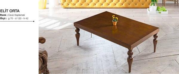 Orta sehpa Osm 11818 ELİT Model Kayın İnce Torna ayak Parlak Ceviz Tabla El Yapım - Image 1