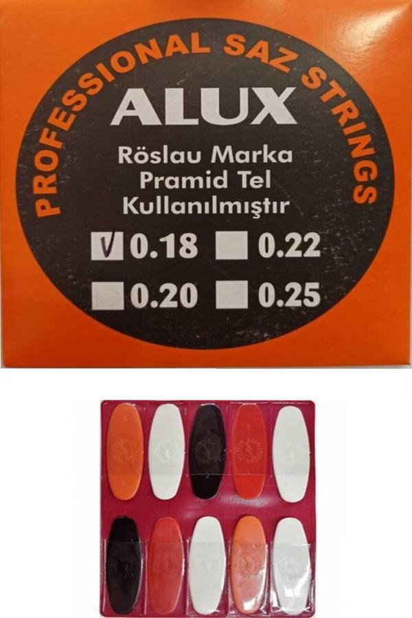 Alux Röslau Pyramid Kalite Kısa Sap Takım Saz Teli(0.18) 10 Adet Tezene - Image 1