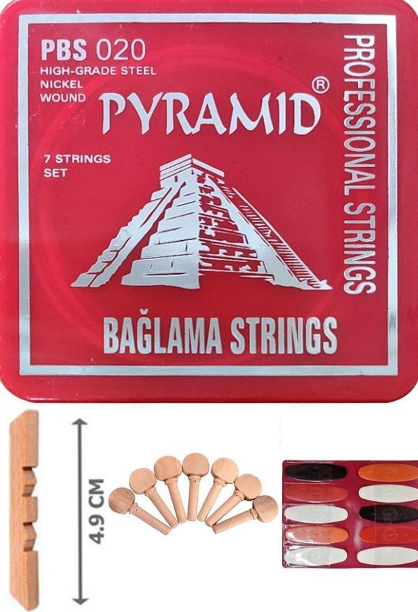 Pyramid Pbs-020 Uzun Sap Bağlama Teli +10 Adet Tezene + 1 Adet Orta Eşik + 7 Adet Ağaç Burgu - Image 1