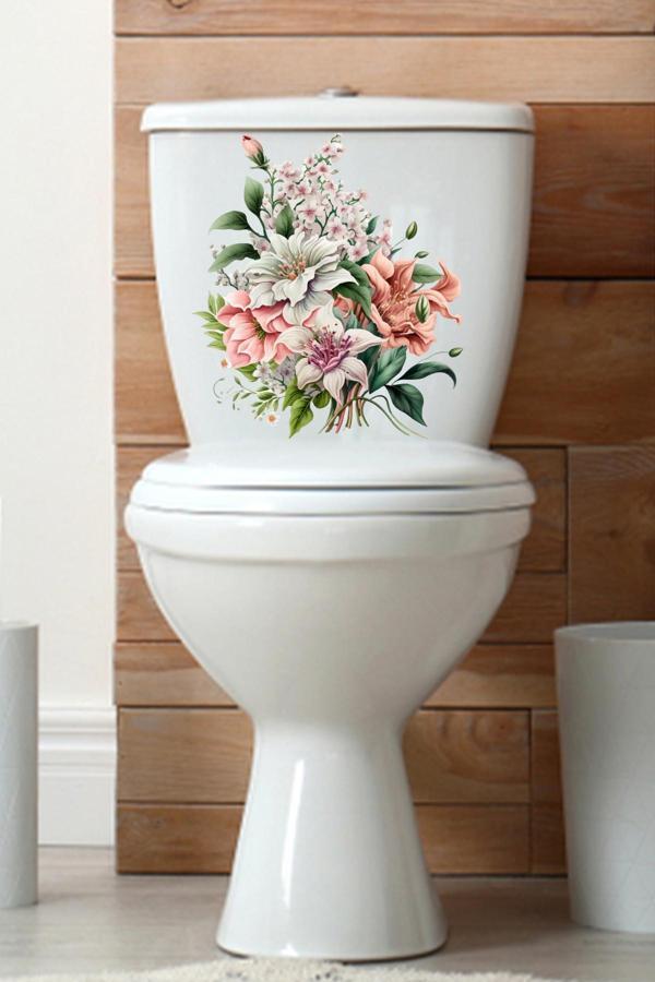 Soft Renkli Kır Çiçekleri Klozet Sticker Banyo Sticker - Image 1