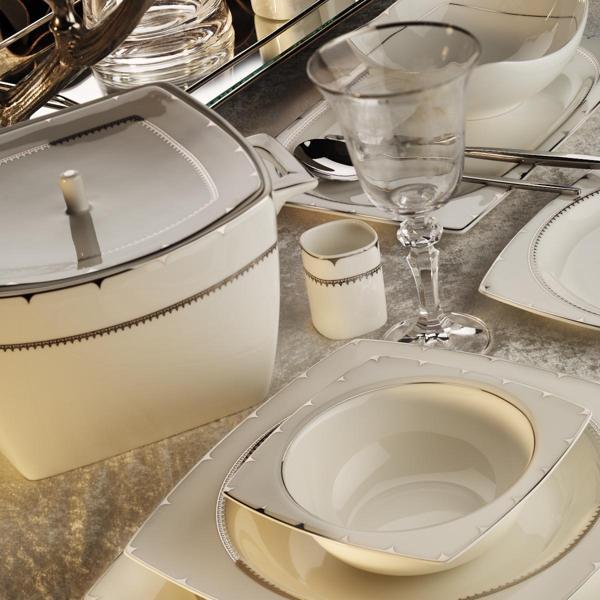 Aryıldız Bone Square Platin 12 Kişilik 60 Parça Yemek Takımı - Image 1