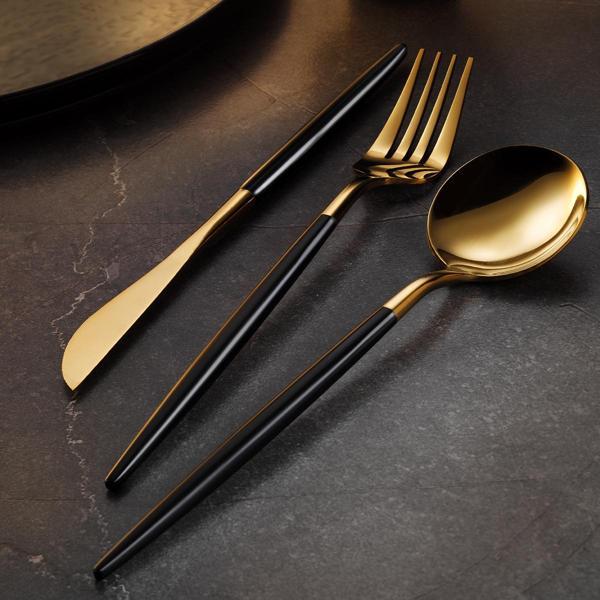 Aryıldız Versay Black Gold 6 Kişilik 36 Parça Çatal Kaşık Bıçak Takımı - Image 1