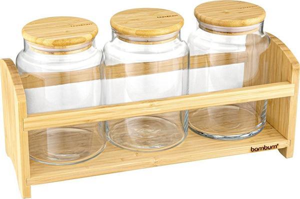 Bambum Bench Standlı 4 Parça Küçük Cam Baharat Takımı - Image 1